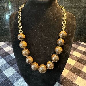 Elegant Gold and Brown Beaded Necklace